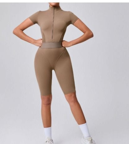 SculptFit Zip-Up Bodysuit Beige
