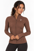 contour zip jacket- mocha
