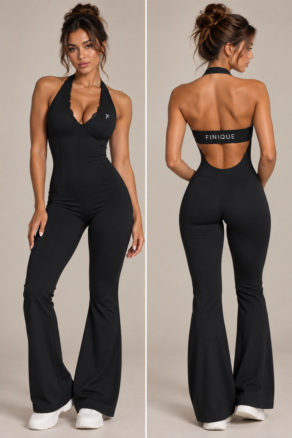 FINIQUE Sculpt Flare Jumpsuit black